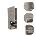 thumbnail image 6 of LiviNest Wall Mounted Bathroom Cabinet: Space Saving Storage with Hidden Cabinet & Open Shelves - Modern Light Gray Wood Grain Finish for Small Bathroom Organization & Home Decor, 6 of 6