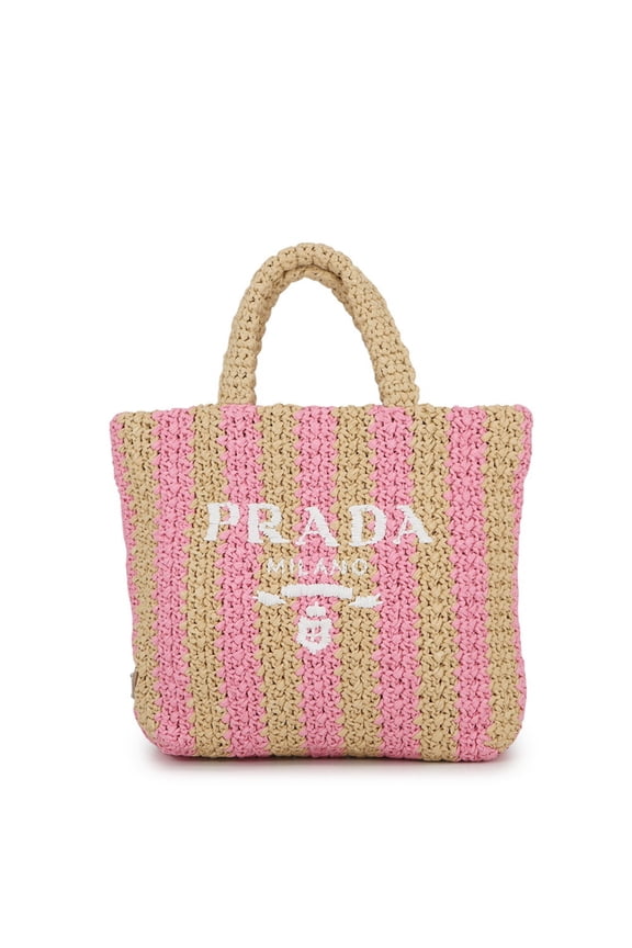 Pre-Owned Prada Tote Bag Crochet Small Striped Raffia 1BG422 PRADA Handbag