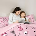 thumbnail image 5 of Homewish Kawaii Bowknot Skeleton Full Size Comforter Sets, Cartoon Guitar Music Bedding Comforter Set, Girly Pink Gothic Cartoon Reversible Bedding Sets, Microfiber Bedroom Decor, 3-Piece, 5 of 8
