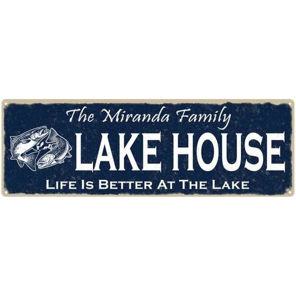 The MIRANDA Family Lake House Sign 6x18 Metal Fishing Cabin Decor 206180101437