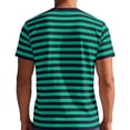 thumbnail image 4 of T-Shirt Décontracté à Rayures pour Hommes, Col Rond, Manches Courtes, Tissu Doux, Été, Décontracté et Décontracté, Vert, TG, 4 of 4