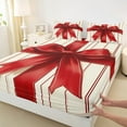 thumbnail image 3 of jejeloiu Red Bowtie Bow Twin Sheet Sets,Merry Christmas Twin Fitted Sheet,Western Festival Flat Sheet For Children,Super Cozy Room Decor,3-Piece, 3 of 7