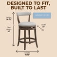 thumbnail image 3 of ROME + OAK Ruxban 26" Swivel Counter Stool in Weathered Oak with Sand Fabric Upholstery, 3 of 11