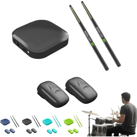 Virtual Air Electronic Drum Kit – 8 Built-in Sounds, Bluetooth, Drumsticks & Foot Pedals, Beginner-Friendly Tabletop Drum Set for Adults(Black)L