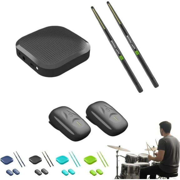 Virtual Air Electronic Drum Kit – 8 Built-in Sounds, Bluetooth, Drumsticks & Foot Pedals, Beginner-Friendly Tabletop Drum Set for Adults(Black)L