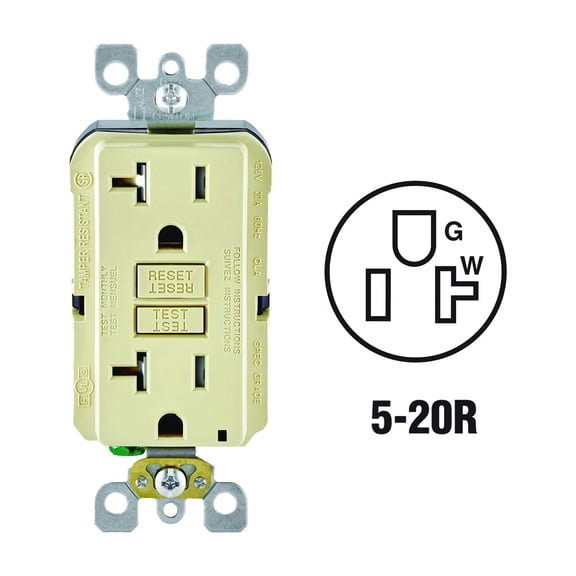 Leviton SmartLockPro Self-Test Tamper Resistant 20A GFCI Outlet