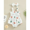 thumbnail image 2 of Wassery Infant  Baby Girls Outfit Sleeveless Sling  Romper Fruit Print Bodysuit  Summer One Piece Clothes with Headband 0-18M, 2 of 9