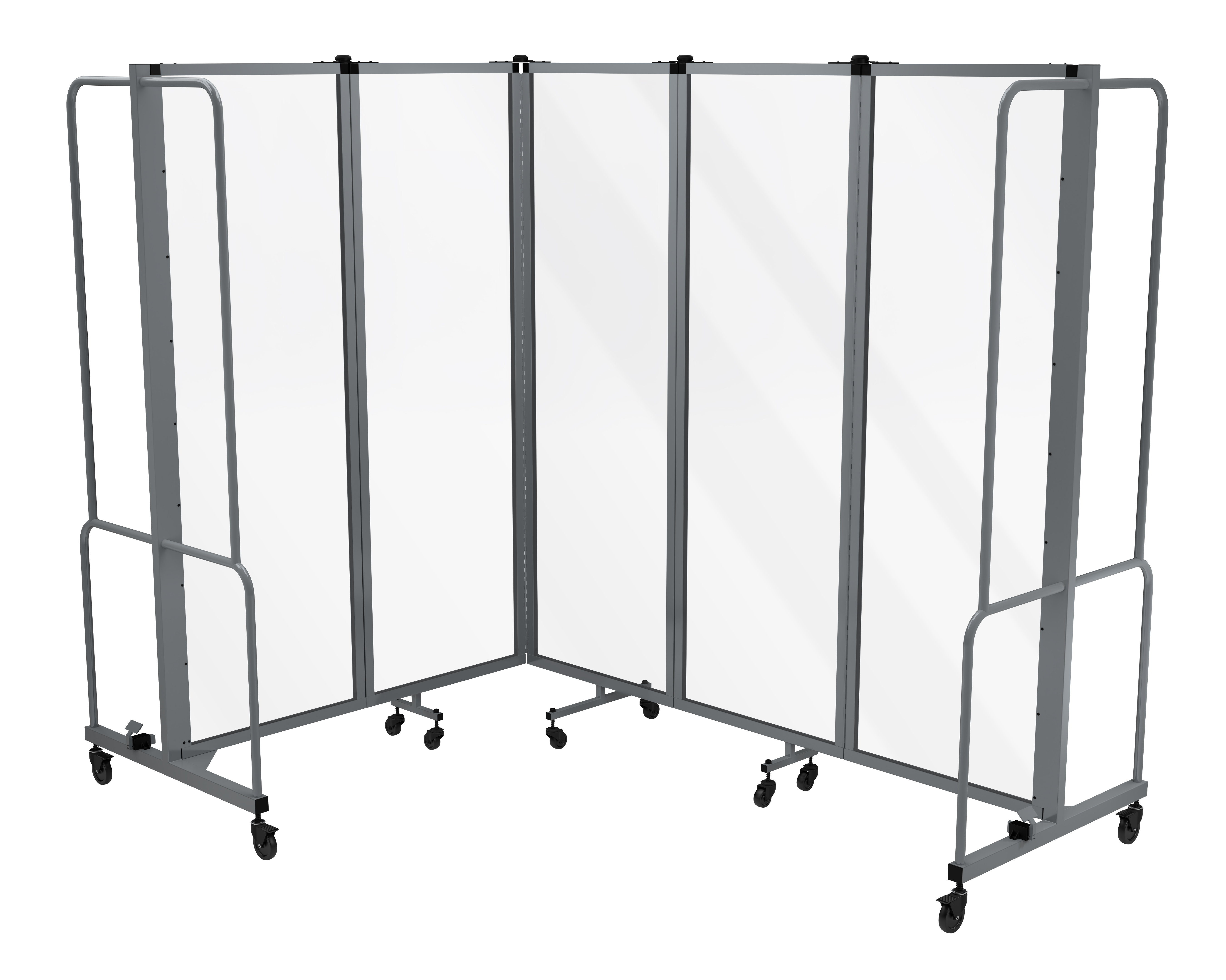 Hampden Furnishings Otis Collection Portable Room Divider, 5 Transparent Panels, Grey Frame