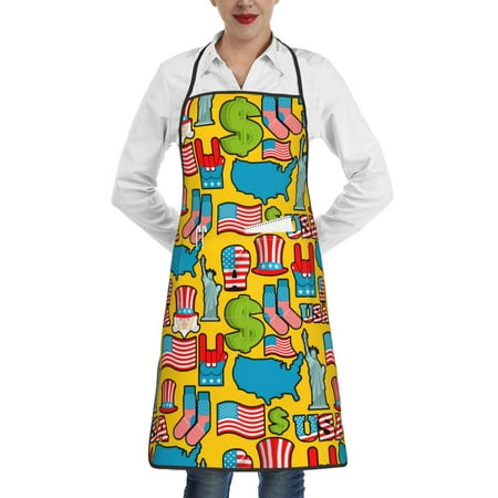 

Matuu America Symbols for Adjustable Cooking Aprons for Women with Pockets Kitchen Aprons for Men Water and Oil Resistant