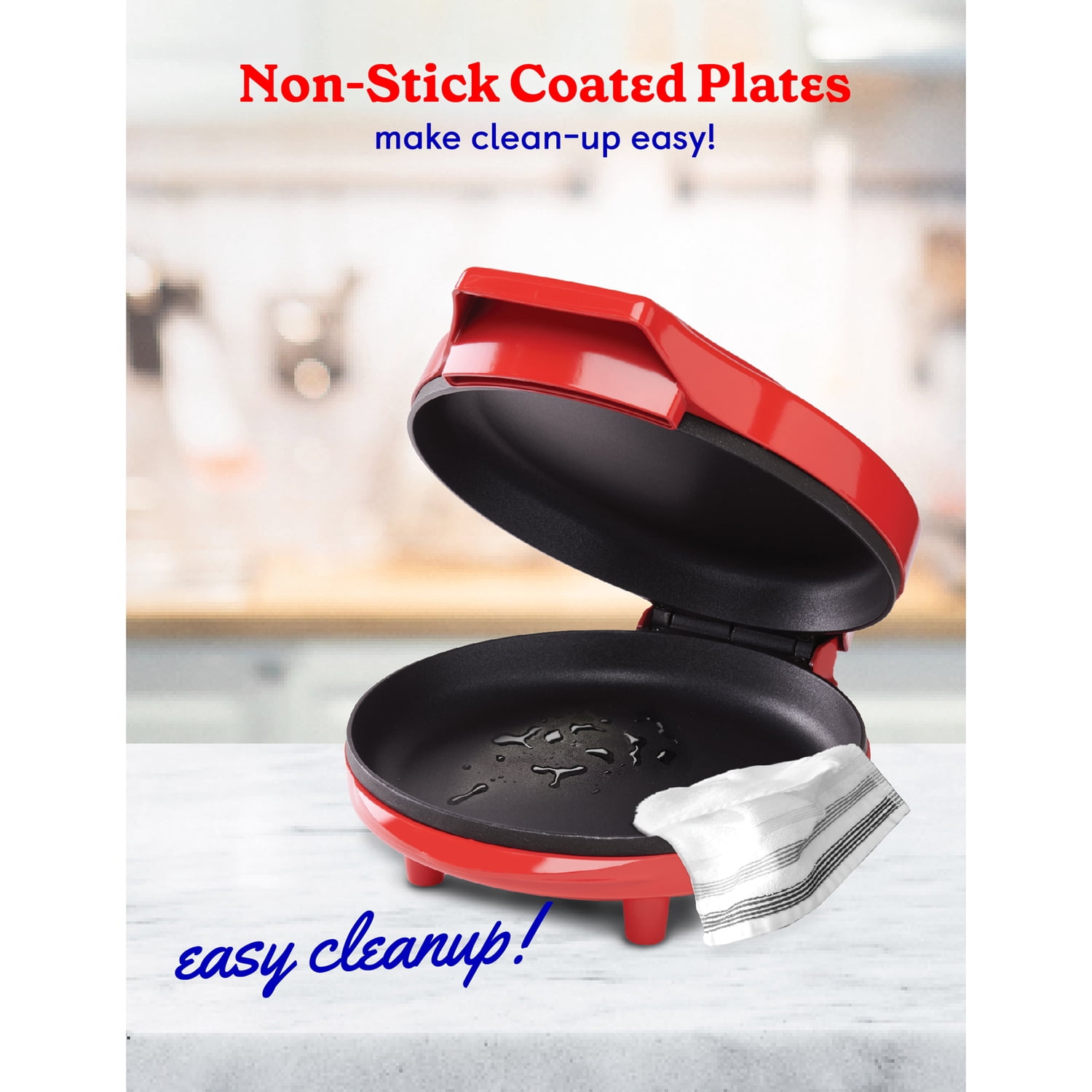 Betty Crocker 8-In. Indoor Electric Travel Nonstick Pizza Maker Plus with Insulated Travel Bag (Red)