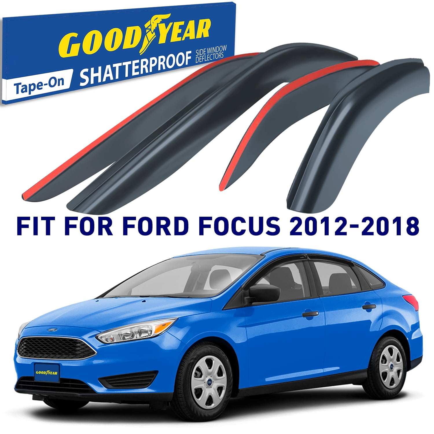 Goodyear Shatterproof Side Window Deflectors for Ford Focus 20122018