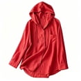 thumbnail image 5 of Evdexr Women's Hoodies Button Down Drawstring Linen Shirts Summer 2026 Long Sleeve Hiking Blouses Breathable Solid Lightweight Outdoor Shirts M, 5 of 6