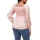 thumbnail image 3 of INSPIRAR CHIC Mujeres Blusas de Maternidad con Cuello Cuadrado de Manga Larga Básicas para el Embarazo S Rosa, 3 of 5