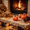 thumbnail image 4 of Byndra Fall Mini Foam Pumpkin Decor, 6cm Artificial Pumpkin with Realistic Texture and Stem and Classic Style, Table Centerpiece for Autumn, Halloween, Thanksgiving, Home Display, 4 of 6