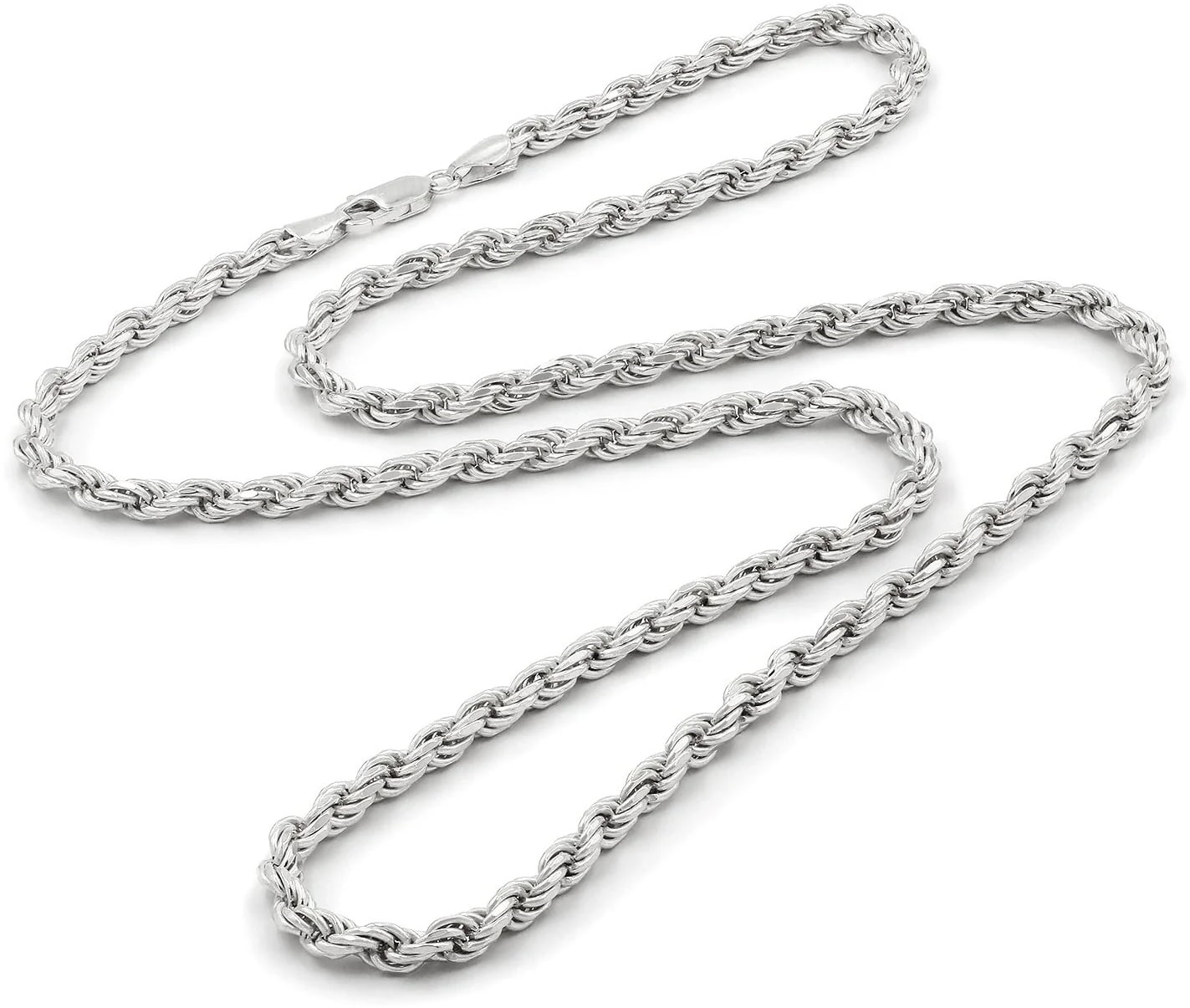 OCHCOH 925 Sterling Silver Clasp 2/2.5/3/4/5mm Rope Chain for Men Women  Diamond Cut Chain Necklace 16, 18, 20, 22, 24, 26, 30 Inch 