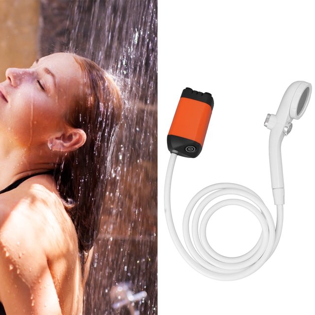 Douche Extérieure Portable, Douchette de Camping Rechargeable Compacte à Main Alimentée par Batterie, Affichage Numérique Intelligent Pompe de Douche Électrique Réglable à Trois Niveaux pour Randonnée Voyage