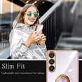 thumbnail image 5 of Compatible with Samsung Galaxy S23 5g Case Cell Phone Ultra Slim Thin with Ring 360°Finger Stand Metal Electroplated Soft TPU Frame Full Body Shock-Absorption Bumper Hard Back Mobile Cover-Purple, 5 of 14