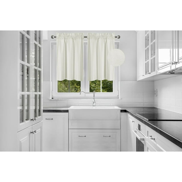 2 PIECES R16 IVORY WHITE OFF SOLID COLOR TIER PANELS ROD POCKET WINDOW CURTAIN KITCHEN RESTAURANT BATHROOM NURSERY VALANCE LIGHT FILTERING BLACKOUT SIZE 30" WIDE X 24" LENGTH EACH TIER
