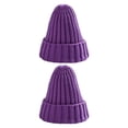 thumbnail image 2 of Qarigey Sombrero Unisex mezclas de algodón sólido cálido HIP HOP sombreros de punto hombres gorras de invierno mujeres Skullies gorros para morado claro 2piezas Qarigey CBP140107, 2 of 5