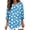 Blue, variant on Women's Elegant Retro Art Print Round Neck Loose Mid Length Sleeve Top Shirts for Women