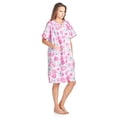 thumbnail image 3 of Casual Nights Women's Snap Front Lightweight Housecoat | Short Sleeve House Dress Duster Lounger Robe with Pockets | Cotton Poly Knit, Mid Calf | Pink Large, 3 of 6