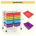 thumbnail image 3 of 12 Drawer Rolling Storage Cart, Art Cart Organizer on Wheels, Mobile Utility Cart with Drawers, Multipurpose Craft Drawers for Home Office School Classroom (Multicolor), 3 of 9
