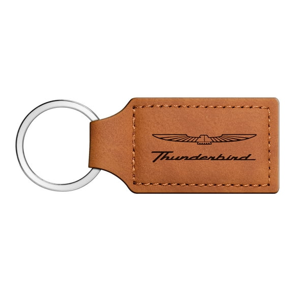 iPick Image for Ford Thunderbird Rectangular Brown Leather Key Chain, Official Licensed