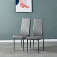 thumbnail image 3 of Lowestbest 4Pcs Modern Leather Dining Chairs, Chairs with Cushion High Back Metal Legs, Side Chairs for Kitchen Living Room Bedroom Furniture, Grey, 3 of 10