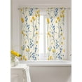 thumbnail image 3 of Yellow Blue Flowers Tier Curtains 45 Inch Length,Sheer Curtains for Bedroom Living Room,Spring Botanical Wild Floral Rustic Rod Pocket Voile Drapes Kitchen Curtains Small Window 27.5"x45" 2 Panels, 3 of 7