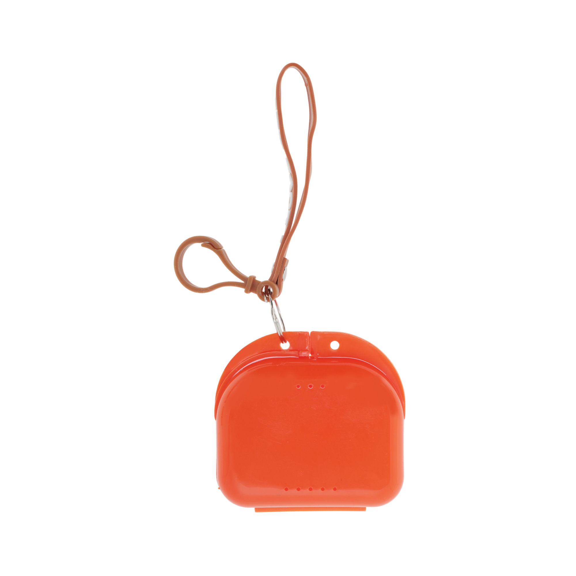 Unique Bargains Compact Braces Box with Lanyard 1 Pc Orange, Brown