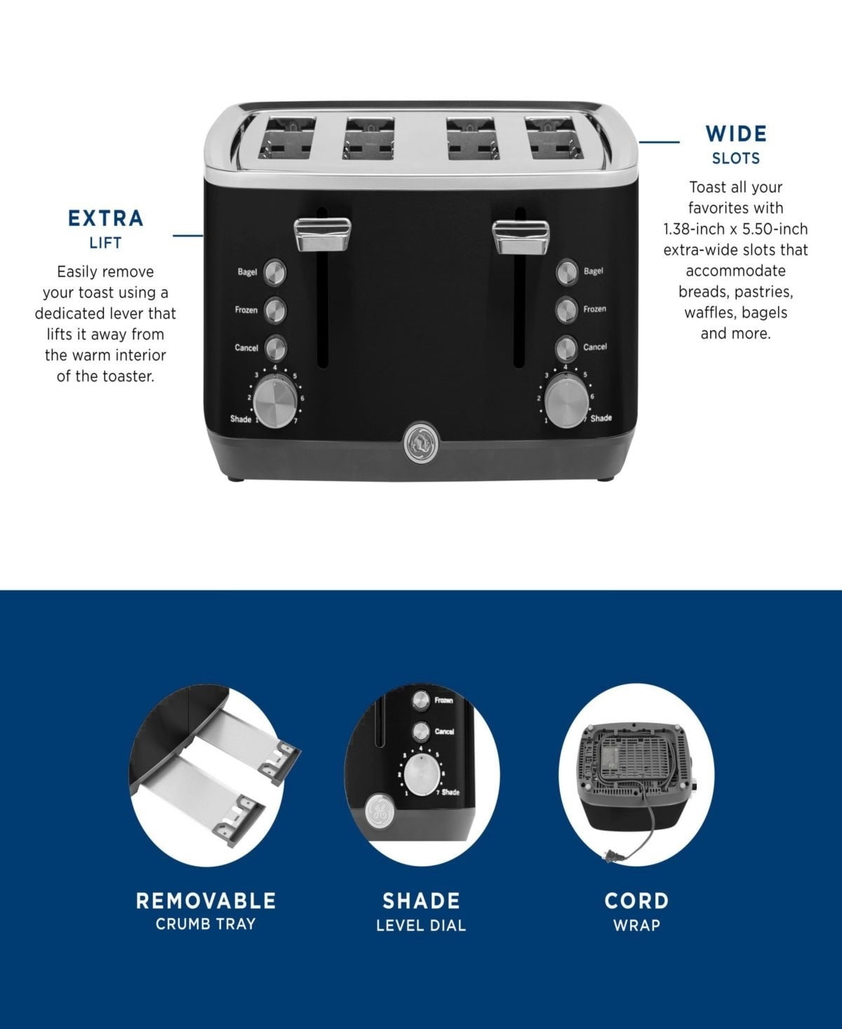 4 - slice toaster with separate controls and extra - wide slots