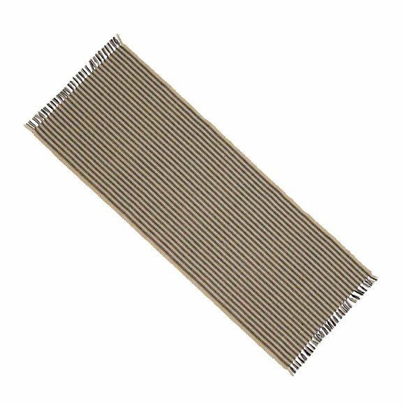 Home Collection De Raghu York Ticking Camino De Mesa Negro Y Nuez Moscada 14 Por 36 Pulgadas