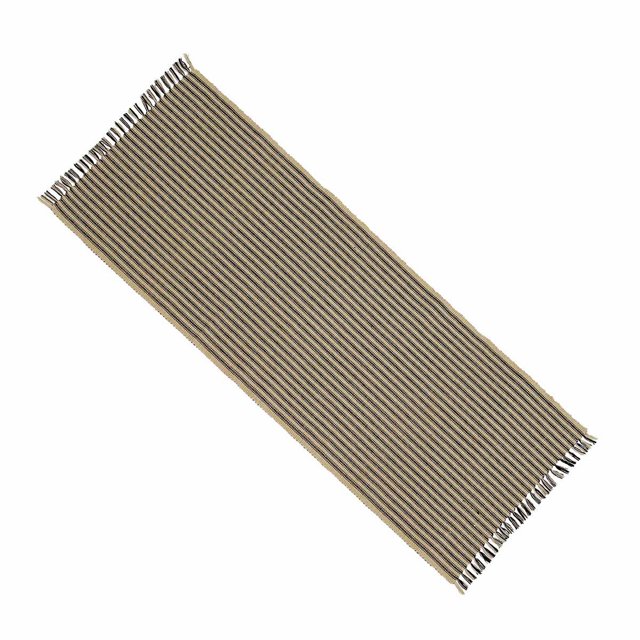Home Collection De Raghu York Ticking Camino De Mesa Negro Y Nuez Moscada 14 Por 36 Pulgadas