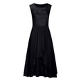 thumbnail image 4 of Lenago Robes d'Été Grande Taille pour Femmes Robes Aguichant Unies Sans Manches Col Rond Dentelle Chiffon Taille en Maille Robes de Soirée Plage en Liquidation, 4 of 5