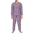 thumbnail image 3 of Picia colorful Skull flower Pattern Men’s Long-Sleeve Sleepwear Set - Soft 2-Piece Loungewear with Pockets, Comfy PJs for Relaxing Nights-Medium, 3 of 7