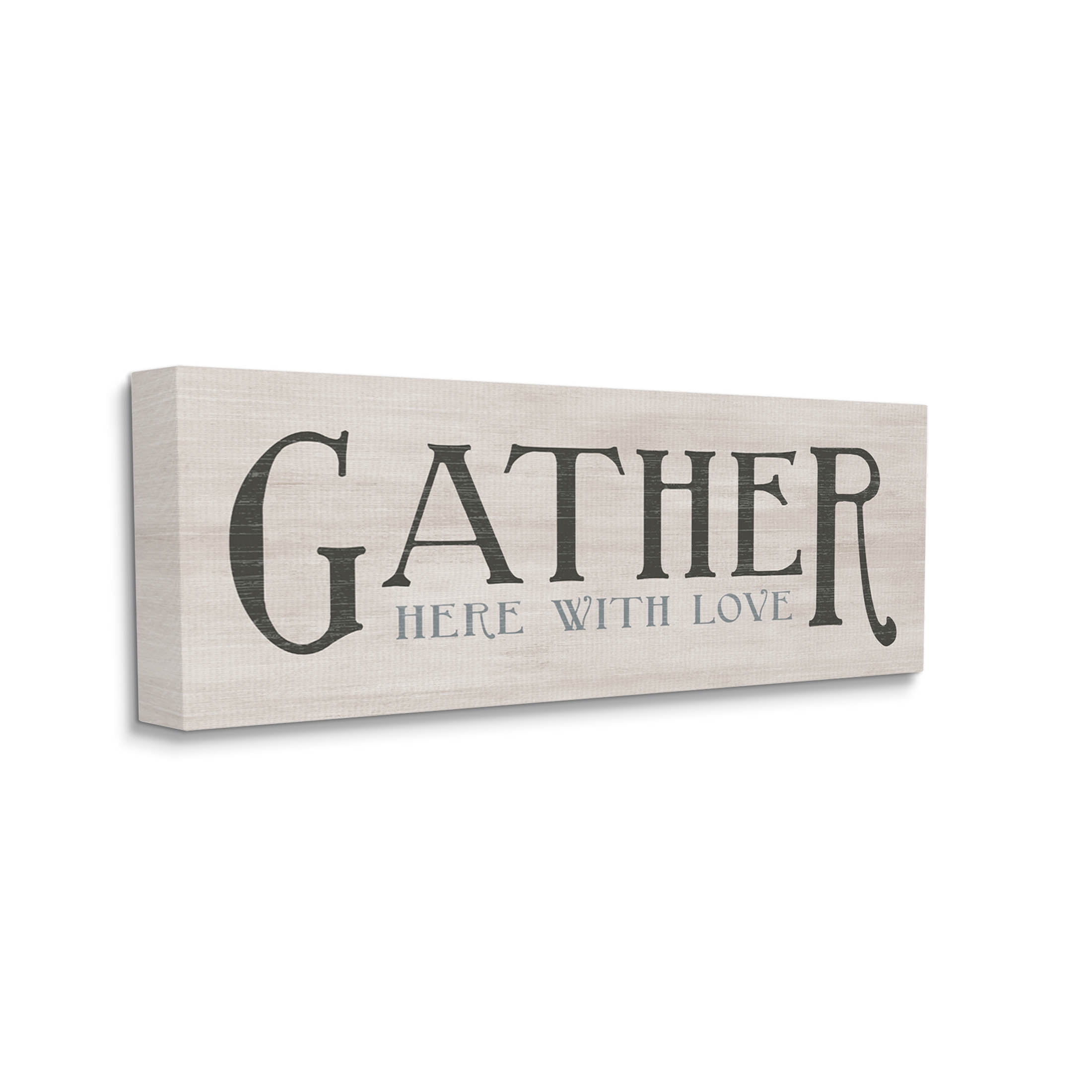 Gather Here With Love Phrase Inspirational Graphic Art Gallery Wrapped Canvas Print Wall Art