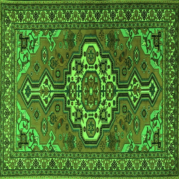 Ahgly Company Indoor Square Persian Green Traditional Area Rugs, 8' Square