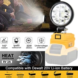 Cordless LED work light for Dewalt 18V/20V battery