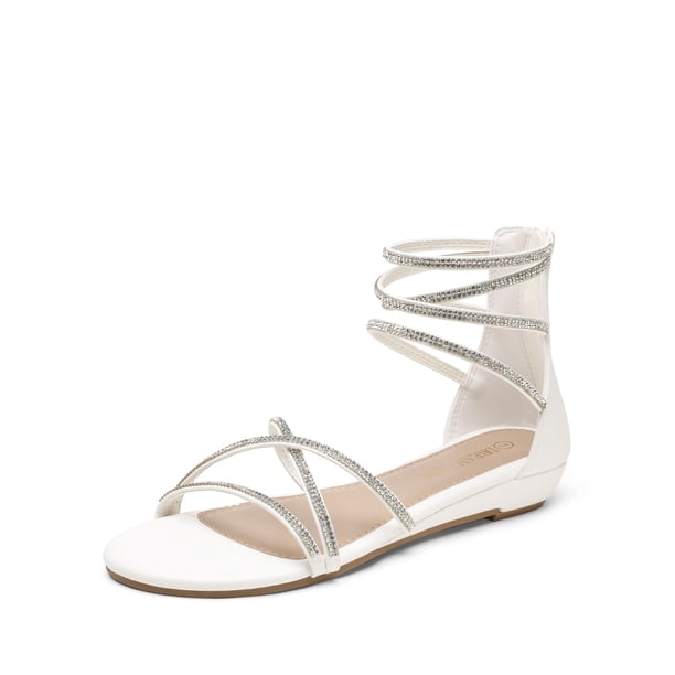 Sandalias Gladiadoras Planas con Tiras y Strass para Mujer DREAM PAIRS