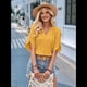 thumbnail image 4 of Blusas de Mujer de con Cuello en V, Corta, Holgadas, Informales, de Negocios, de Verano, Color Amarillo, Talla M, 4 of 10