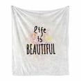 thumbnail image 1 of Saying Soft Flannel Fleece Throw Blanket, Handwritten Font of Life is Saying Silhouette Floral Petals Background, Cozy Plush for Indoor and Outdoor Use, 60" x 80", Multicolor, by Ambesonne, 1 of 6