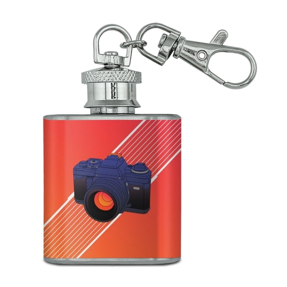 Camera Photography Photographer Stainless Steel 1oz Mini Flask Key Chain