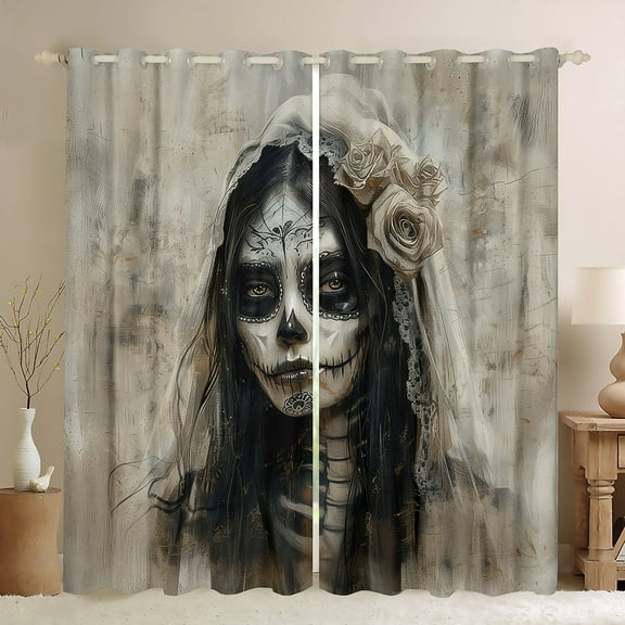 Manfei Western Gothic Bride Black Out Curtains, Romantic Valentines Day Curtains Pack of 2 (42x63 Each), Teen Kid Child Adult Bedroom Curtains, Window Curtains Bedroom Decor