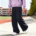 thumbnail image 5 of WQNVRNR Girls Wide Leg Pants High Waist Lightweight Pleated Loose Drawstring Casual Pants Navy 13 Years, 5 of 8