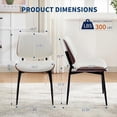 thumbnail image 2 of Dining Chairs Set of 6 - Mid Century Modern Upholstered Retro PU Leather Kitchen Chairs with Walnut Bentwood Back and Metal Legs for Dining Room and Kitchen, White Shell Strips, 2 of 7