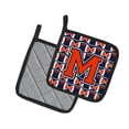 thumbnail image 2 of Carolines Treasures CJ1066-MPTHD Letter M Football Orange, Blue and white Pair of Pot Holders, 7.5HX7.5W, multicolor, 2 of 2