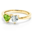 thumbnail image 2 of Gem Stone King 0.92 Ct Green Peridot Sky Blue Aquamarine 18K Yellow Gold Plated Silver Ring (Size 7), 2 of 5
