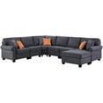 thumbnail image 3 of Devion Furniture Woven Fabric U-Shaped Sectional Sofa in Dark Gray, 3 of 8