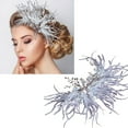thumbnail image 2 of White Feathered Hair Clip Tiaras with Crystals for Bridal Wedding and Party Headpiece Hair Accessories for Women Girls, 2 of 12