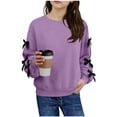 thumbnail image 1 of Sudadera con lazo de manga larga para niña, blusa informal de manga larga con cuello redondo, blusa de poliéster para niña, 1 of 6